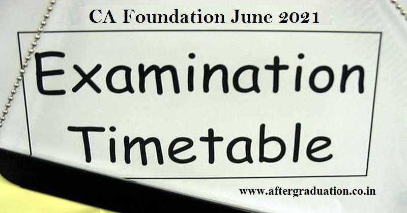 Institute of Chartered Accountants of India announced CA Foundation June 2021 Exam timetable, Fees, CA Foundation Application form, ICAI examination
